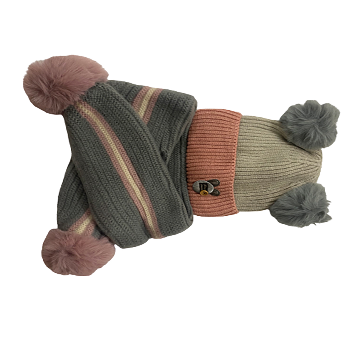 ست کلاه و شال گردن بافتنی بچگانه مدل k11