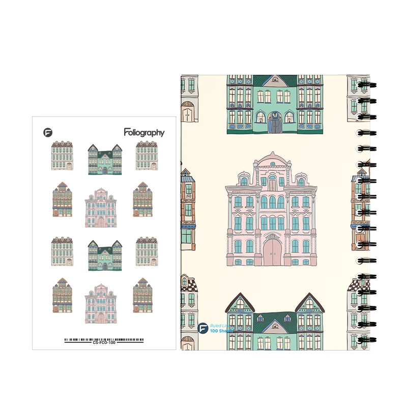 دفتر مشق 100 برگ فولیوگرافی طرح ساختمان به همراه استیکر