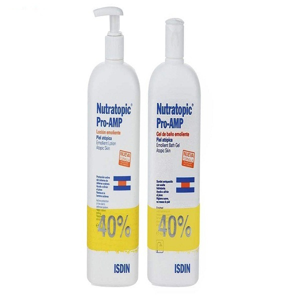 لوسیون ایزدین مدل Nutratopic n حجم 400 میلی لیتر به همراه ژل حمام ایزدین مدل Nutratopic n