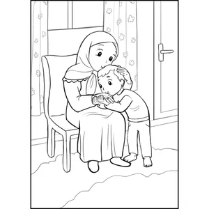 کاغذ رنگ آمیزی طرح بوسه بر دستان مادر پسرونه