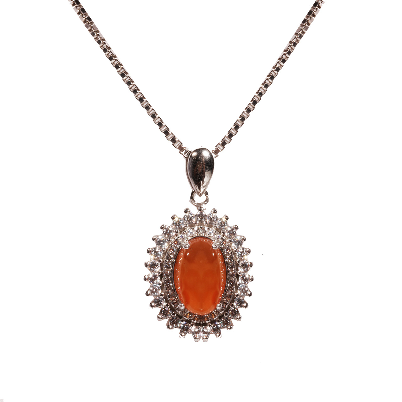 گردنبند نقره شیک کده مدل نگین عقیق مدل 1033