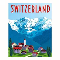 پوستر مدل مسافرتی قدیمی چاپ سوئیس هنر نمای کوهستانی