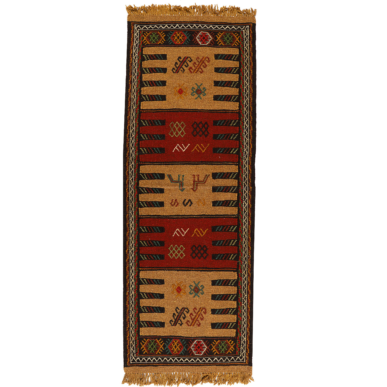 گلیم دستبافت کناره طول یک و نیم متر کد 140225