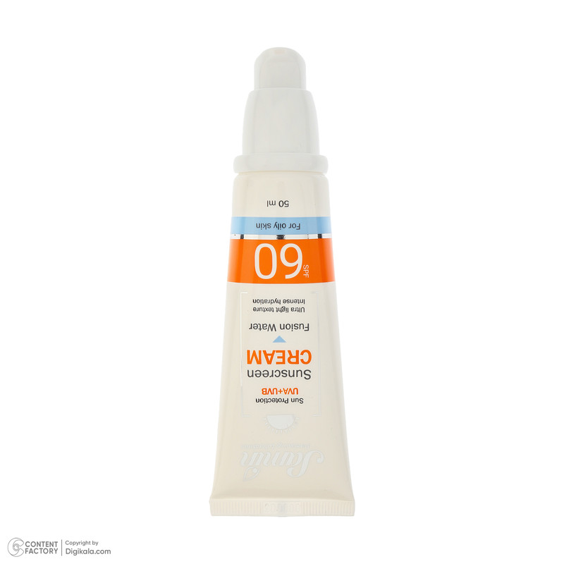 کرم ضد آفتاب بی‌رنگ صورت ثمین SPF 60 مدل Fusion Water ‌محافظ UVA ، UVB مناسب برای پوست‌های چرب حجم 50 میلی‌لیتر
