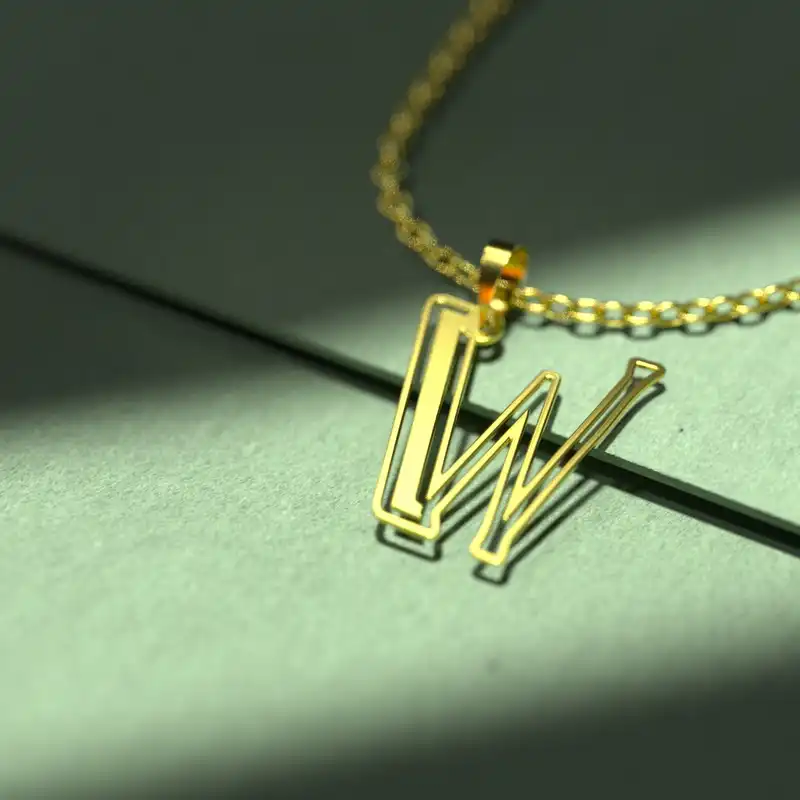 گردنبند طلا 18 عیار زنانه مدوپد مدل حرف W کد H3-1-1361