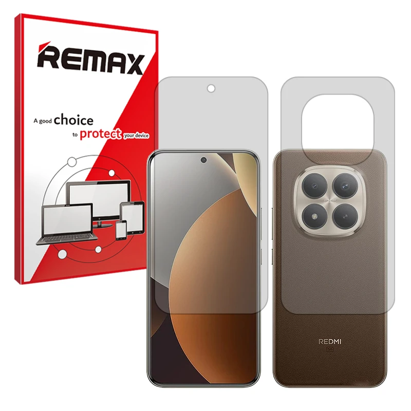 محافظ صفحه نمایش مات ریمکس مدل تمام صفحه مناسب برای گوشی موبایل شیائومی Redmi Note 15 Pro Plus به همراه محافظ پشت گوشی