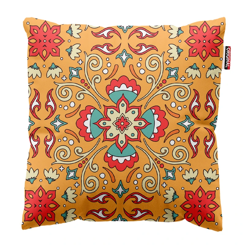 کوسن پاد آفرین مدل سنتی طرح گلیم فرش کد PK402067 سایز 40*40 سانتی متر