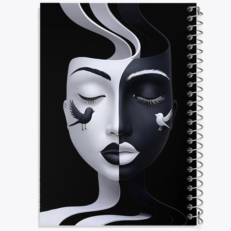 دفتر نقاشی 50 برگ خندالو طرح دختر سیاه و سفید کد F8174