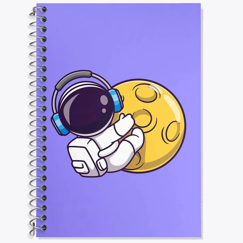 دفتر زبان 50 برگ خندالو مدل سه خط طرح فضانورد کد 25127