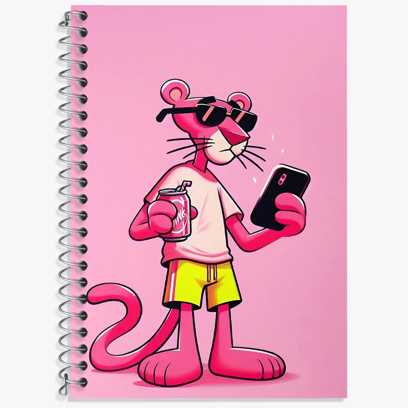 دفتر زبان 50 برگ خندالو مدل سه خط طرح پلنگ صورتی کد N2495