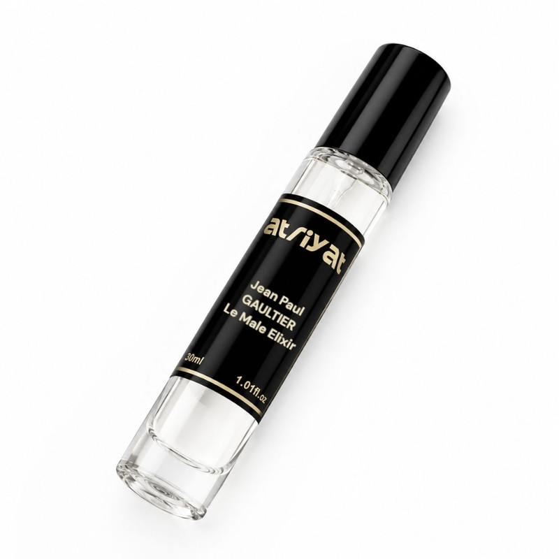عطر جیبی مردانه عطریات مدل له میل الکسیر حجم 30 میلی‌لیتر، با رایحه شرقی فوژه و گرم