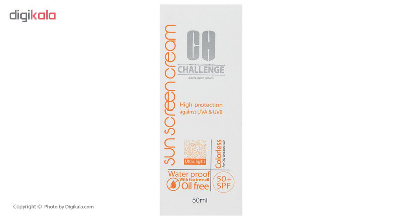 کرم ضد آفتاب چلنج مدل Colorless For Oily And Acne Skin حجم 50 میلی لیتر