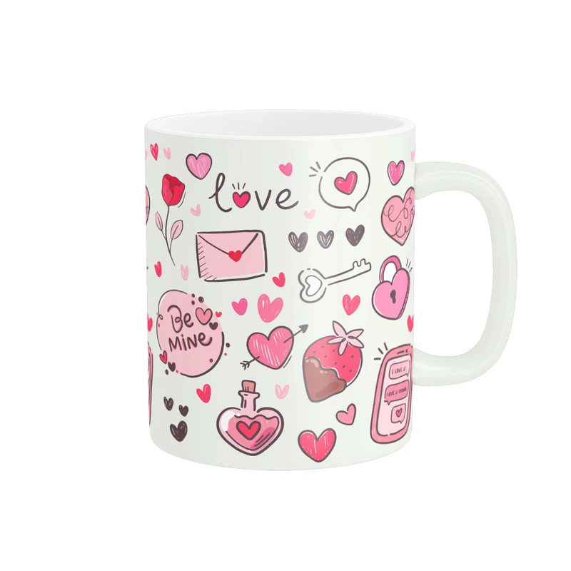 ماگ پادآفرین مدل عشق طرح قلب LOVE گل کد PM1662