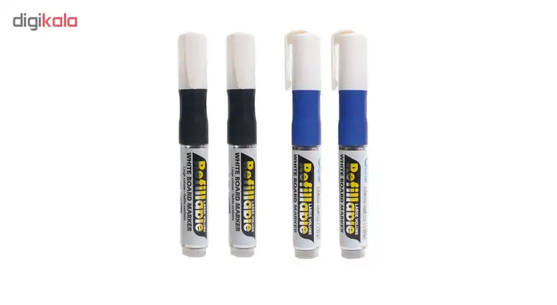 ماژیک وایت برد اس ام اس شارژی مدل 102 بسته چهار عددی به همراه چهار عدد کارتریج رایگان