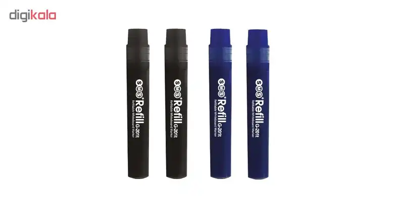 ماژیک وایت برد اس ام اس شارژی مدل 102 بسته چهار عددی به همراه چهار عدد کارتریج رایگان