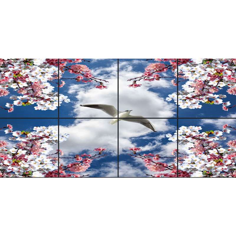 تایل سقفی آسمان مجازی طرح پرواز پرنده کد 1000 سایز 60x60 سانتی متر مجموعه 8 عددی