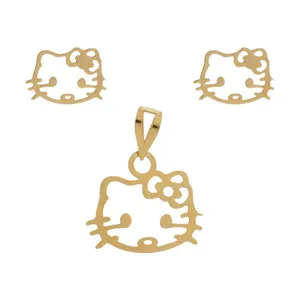 نیم ست طلا 18 عیار زنانه قیراط طرح کیتی کد GH3923