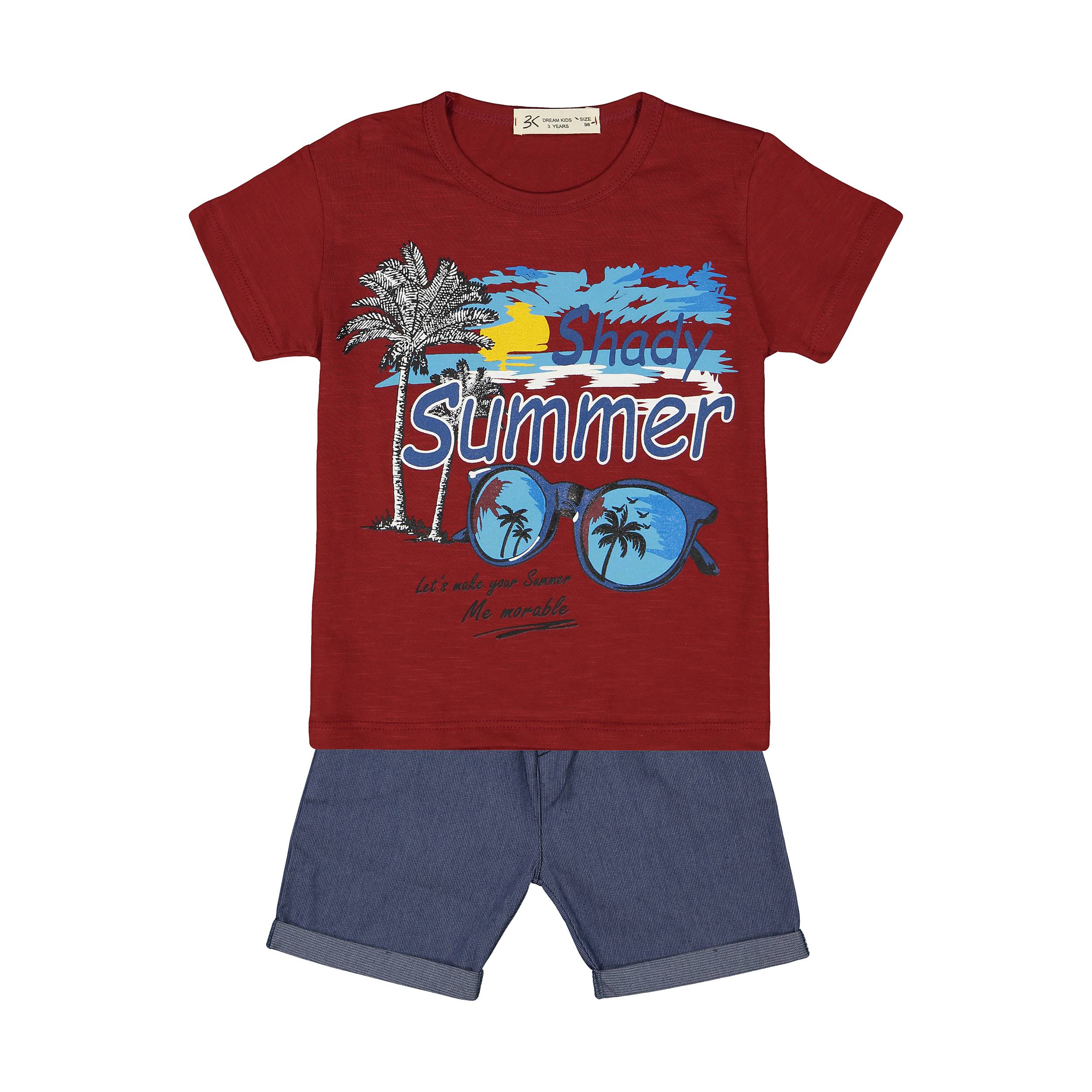 ست تی شرت و شلوارک پسرانه بی کی مدل 2211250-70