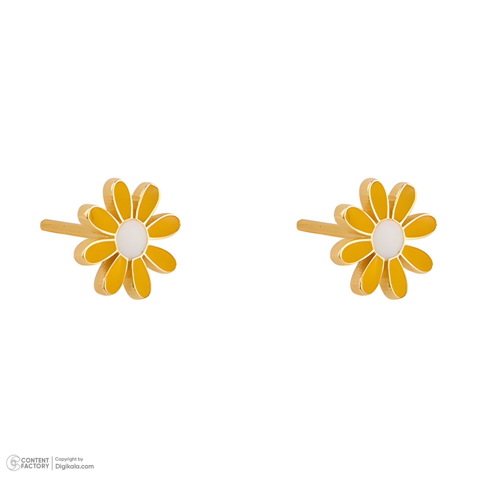 گوشواره میخی طلا 18 عیار زنانه کیا گالری مدل بابونه میناکاری کد EM409 -  - 2