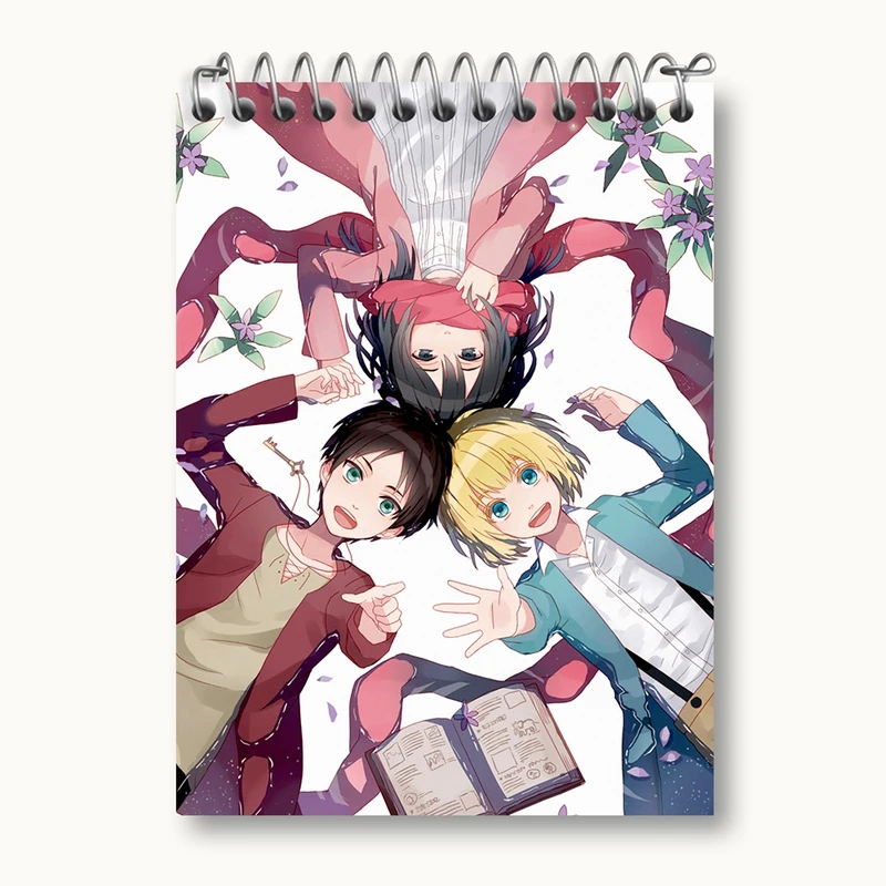 دفتر یادداشت 50 برگ خندالو مدل میکاسا و ارن و ارمین انیمه اتک آن تایتان Attack on Titan کد 18562