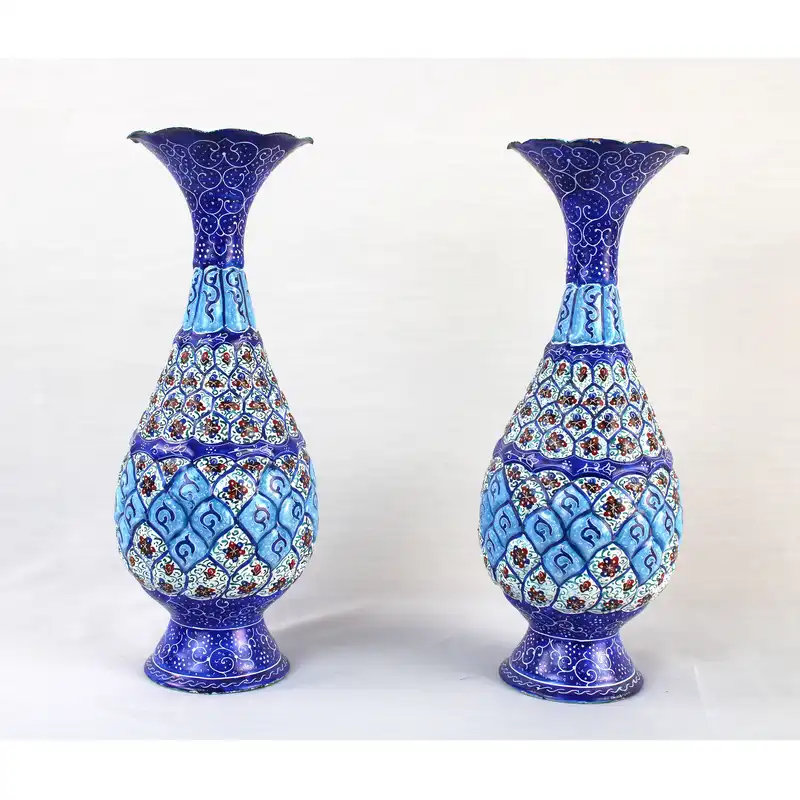 ست 3 تکه گلدان و شکلات خوری میناکاری مدل آسمان