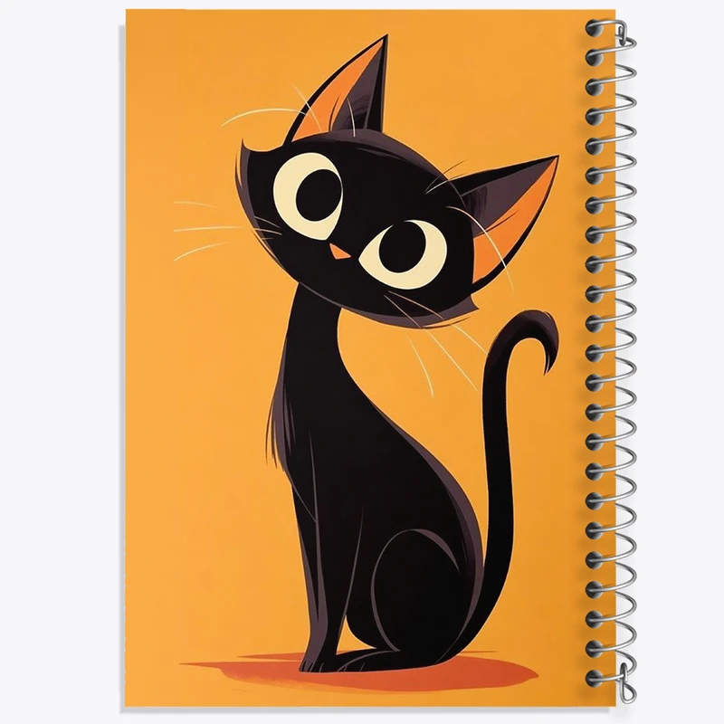 دفتر شطرنجی 50 برگ خندالو طرح گربه سیاه بامزه کد N1870