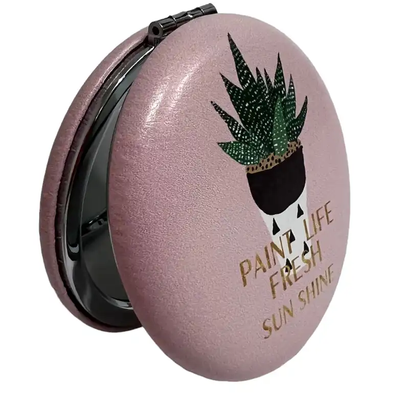 آینه جیبی مدل گرد طرح گلدان الوورا فانتزی