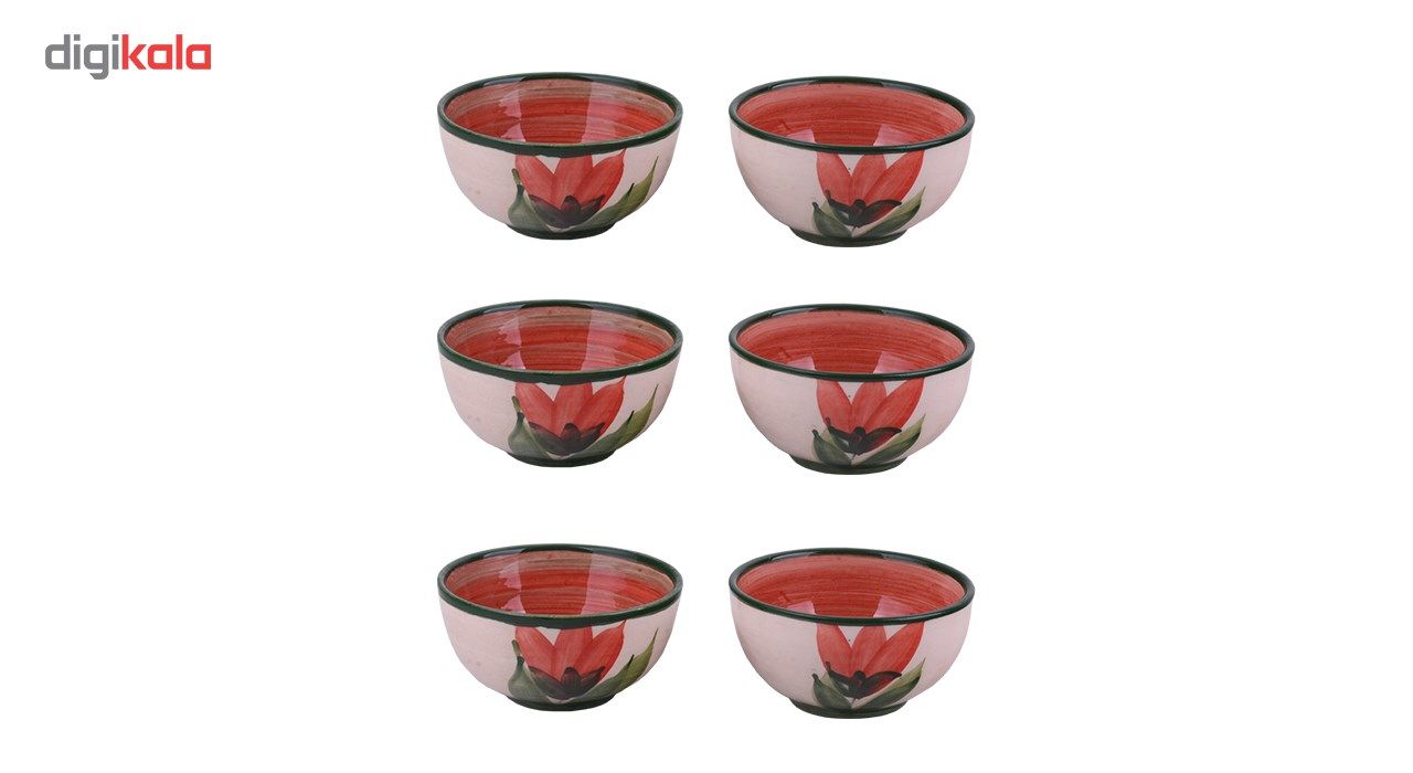 کاسه ماست خوری سفالی طرح لاله مدل 00-13 مجموعه 6 عددی main 1 1