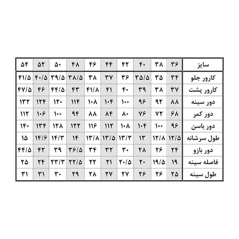 الگو خیاطی بالاتنه و آستین زنانه متد abm سایز 36 تا 54
