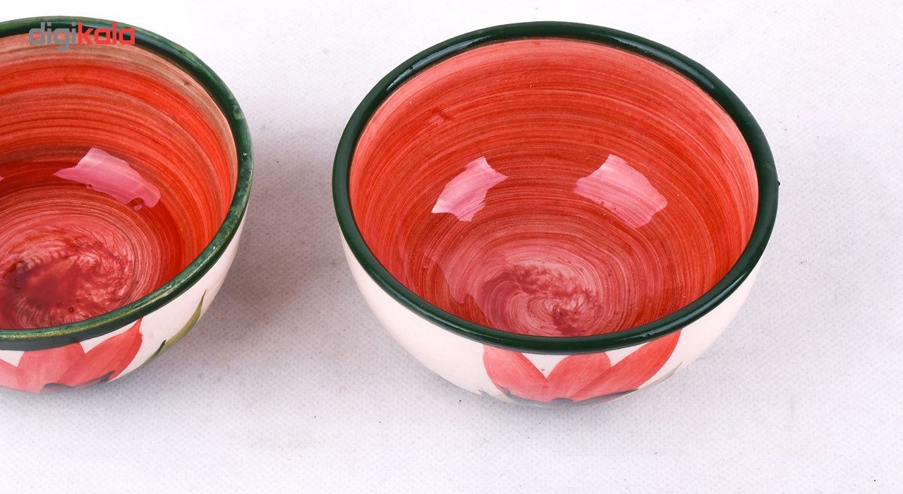 کاسه ماست خوری سفالی طرح لاله مدل 00-13 مجموعه 6 عددی main 1 2