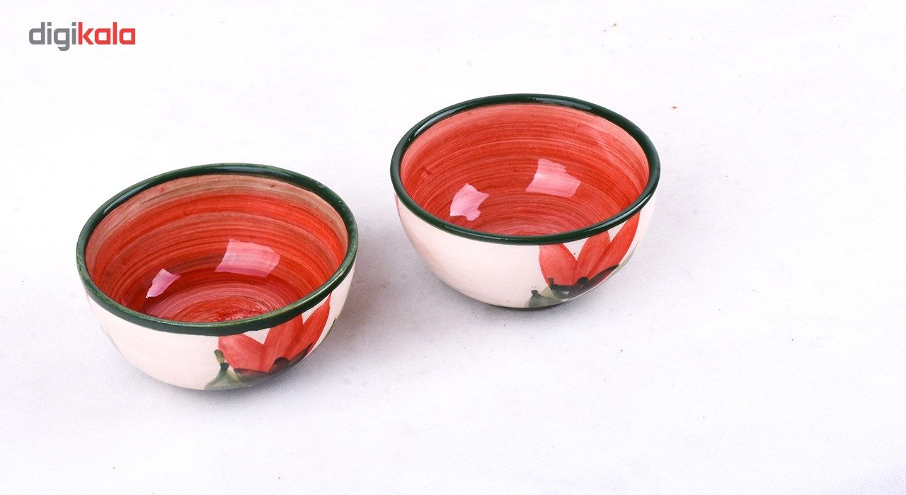 کاسه ماست خوری سفالی طرح لاله مدل 00-13 مجموعه 6 عددی main 1 3