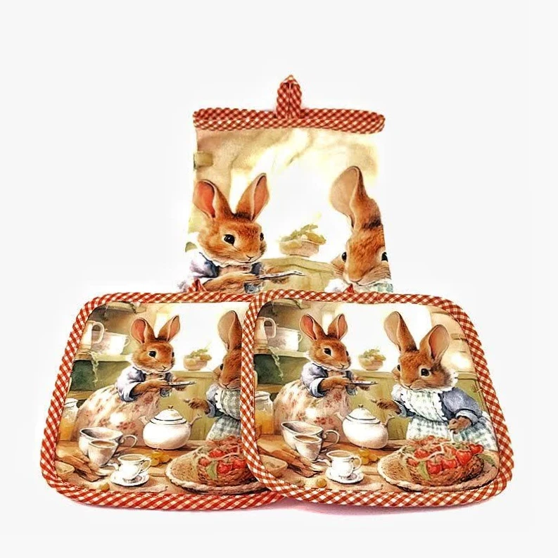 دستگیره تابه مدل خانم و آقای خرگوش کد 50602 بسته 3 عددی