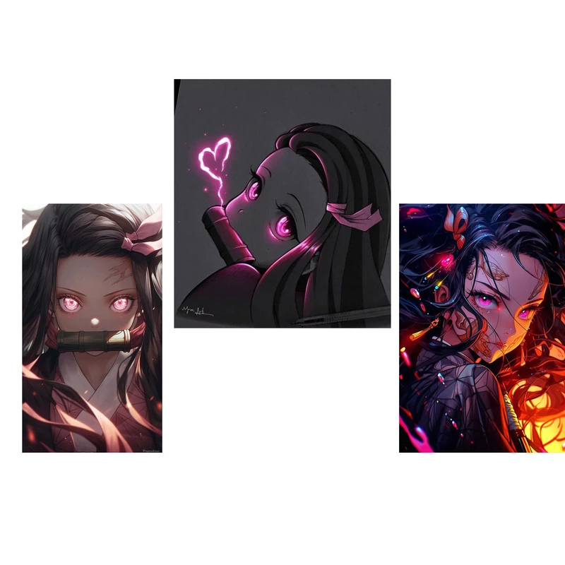 استیکر لپ تاپ و موبایل مدل انیمه طرح شیطان کش نزوکو کامادو demon slayer Nezuko Kamado کد 877 مجموعه 3 عددی