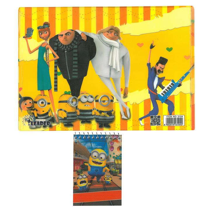 پوشه دکمه دار طرح مینیون کد mi22 به همراه دفتر یادداشت