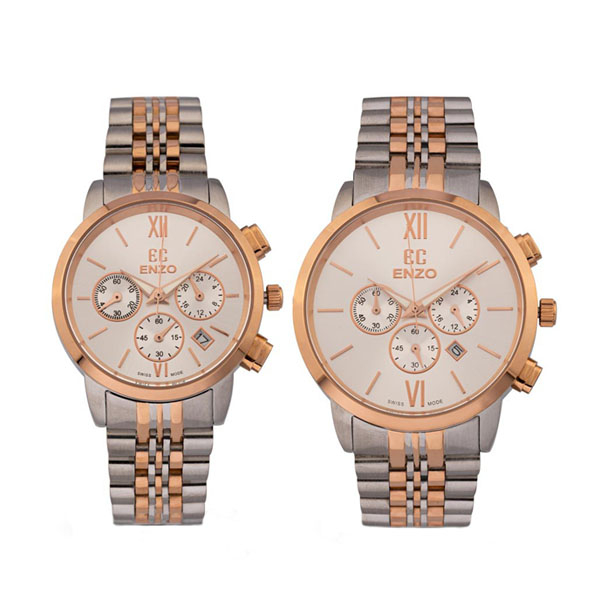 ست ساعت مچی عقربه ای زنانه و مردانه انزو مدل 836 KEG/KEL