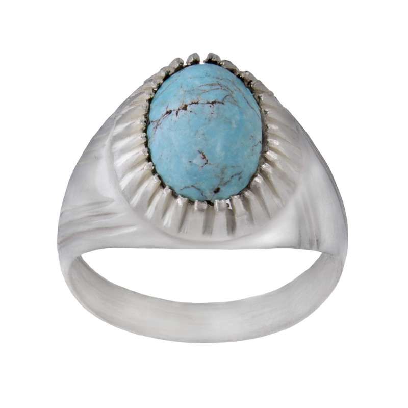 انگشتر نقره مردانه بازرگانی میلادی مدل سنگ فیروزه نیشابور کد AM_029