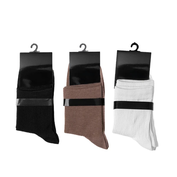 جوراب ساق بلند زنانه مدل کبریتی ساده بسته 3 عددی
