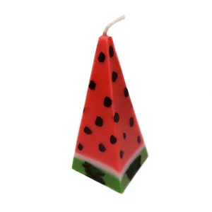 شمع دست ساز مدل هرمی طرح هندوانه