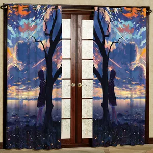 پرده مدل منظره هازان پانچی کد 2375a سایز 140x200 سانتی متر