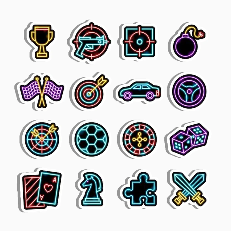 استیکر لپ تاپ و موبایل گوفی طرح نئون مجموعه 16 عددی 
