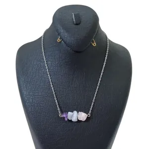 گردنبند دست ساز زنانه مدل سنگ ترکیبی