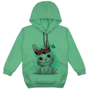 هودی دخترانه مدل خرگوش F97 رنگ سبز