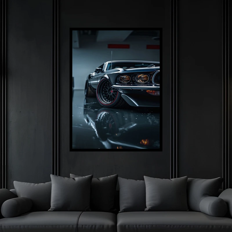 تابلو بکلیت طرح مدرن کلاسیک خودرو و ماشین قدیمی نوستالژیک مدل B-bu6780 فریم مشکی