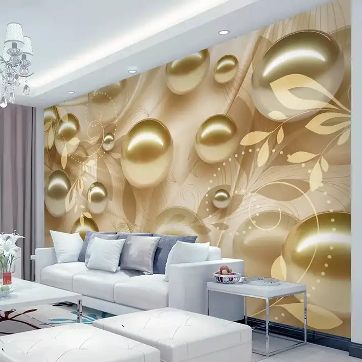 پوستر دیواری سه بعدی مدل گوی طلایی DVRF1194