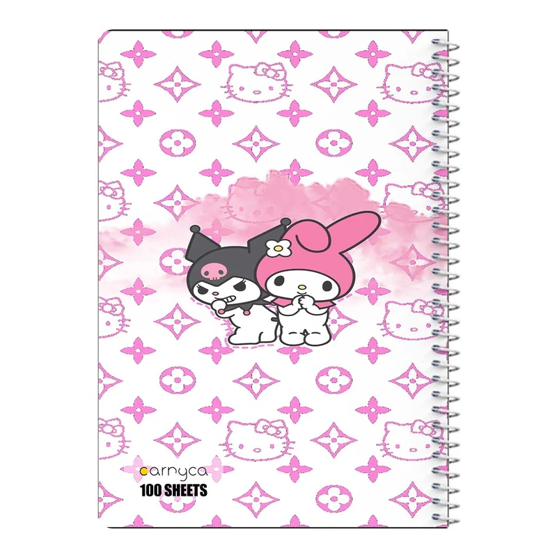 دفتر مشق 100 برگ سیمی کارنیکا طرح مای ملودی و کورومی My Melody & Kuromi کد 64966