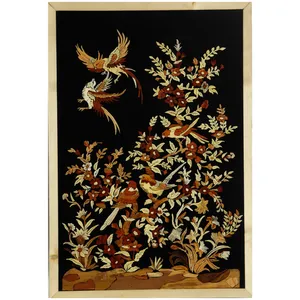 تابلو معرق چوب طرح پنج گنجشک