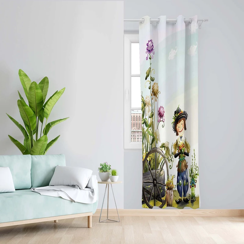 پرده طرح مترسک مدل مخمل پانچی کد 5455L z سایز 140x200 سانتی متر