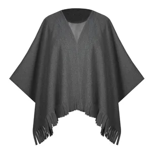 پانچو زنانه مدل فوتر شنلی ریش ریش کد AK1497