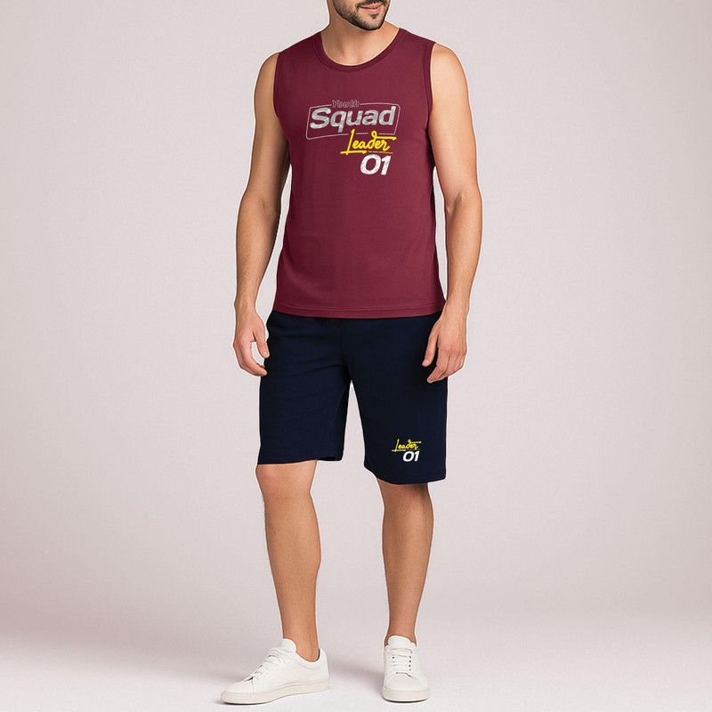 ست تاپ و شلوارک مردانه پندار مدل B622 رنگ زرشکی