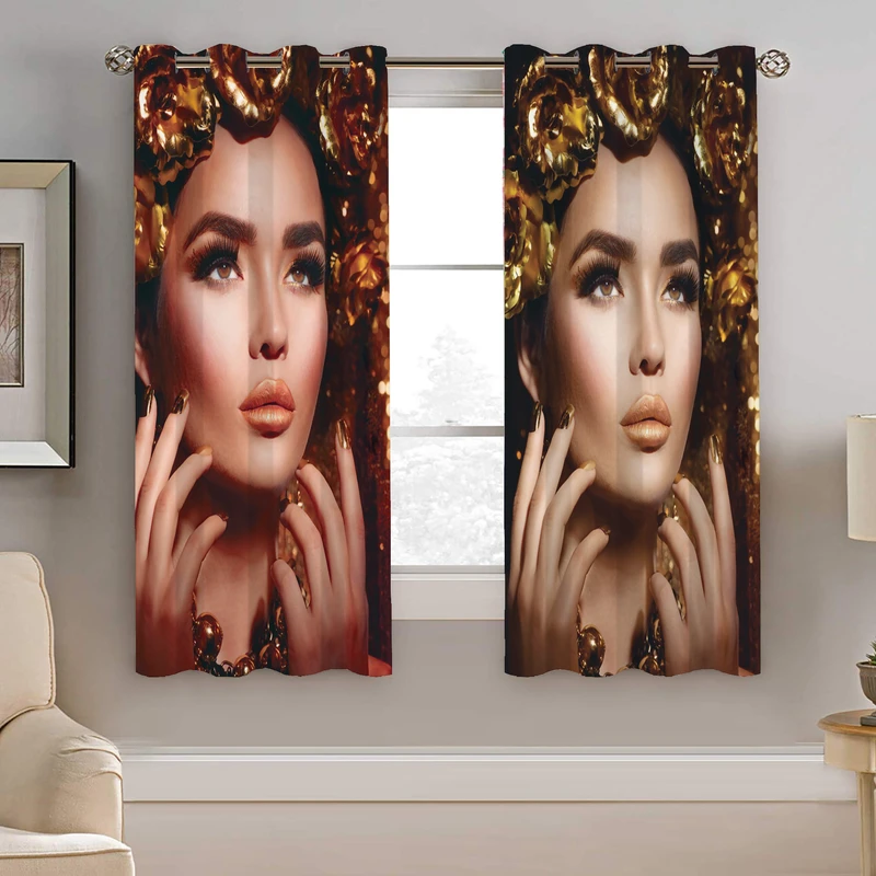 پرده نیروانا طرح چهره دخترونه مدل مخمل کد 4657 سایز 140×200 سانتی متر